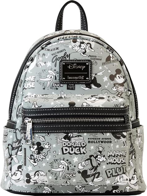 Loungefly Disney 100: Mini mochila Vault en blanco y negro, .